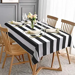 Скатертина ASPMIZ Black and White Striped Прямокутна Геометрична Водонепроникна - Фото 1