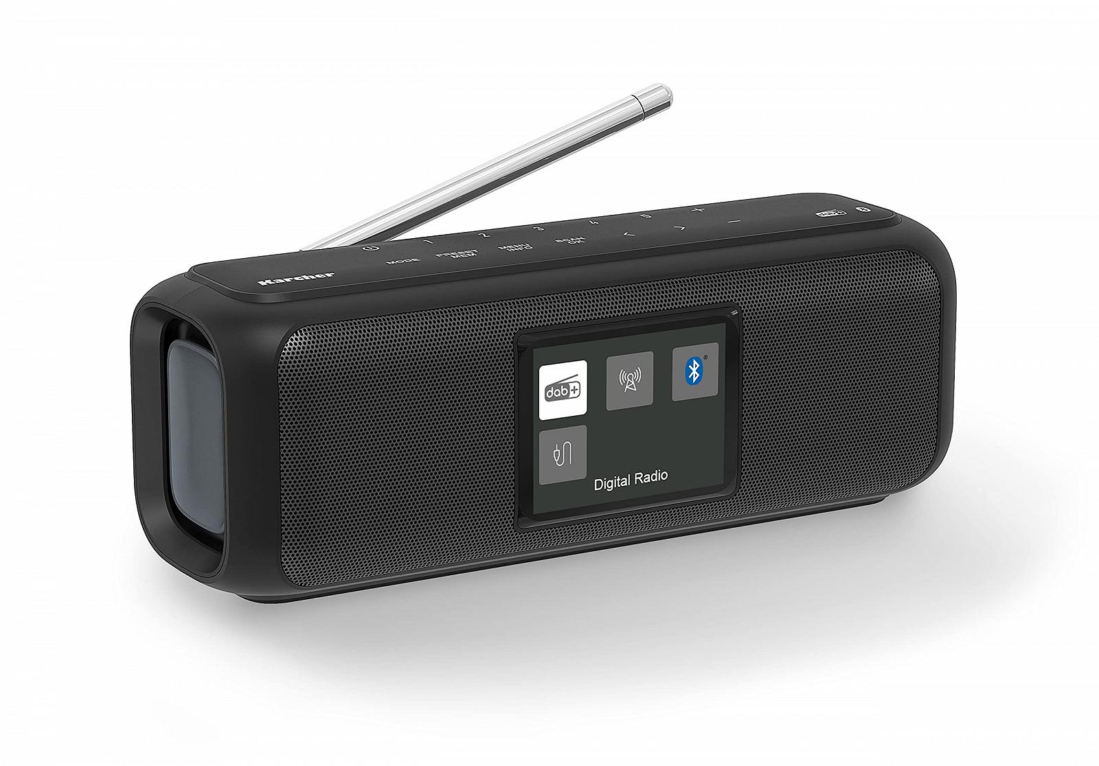 Портативная Bluetooth колонка Karcher Go & цифровое радио DAB+ / FM радио / цветной дисплей 2.4 дюйма / будильник / 5 Вт стереозвук / USB-C / аккумулятор, черный, фото №1 Портативная Bluetooth колонка Karcher Go & цифровое радио DAB+ / FM радио / цветной дисплей 2.4 дюйма / будильник / 5 Вт стереозвук / USB-C / аккумулятор, черный, фото №1