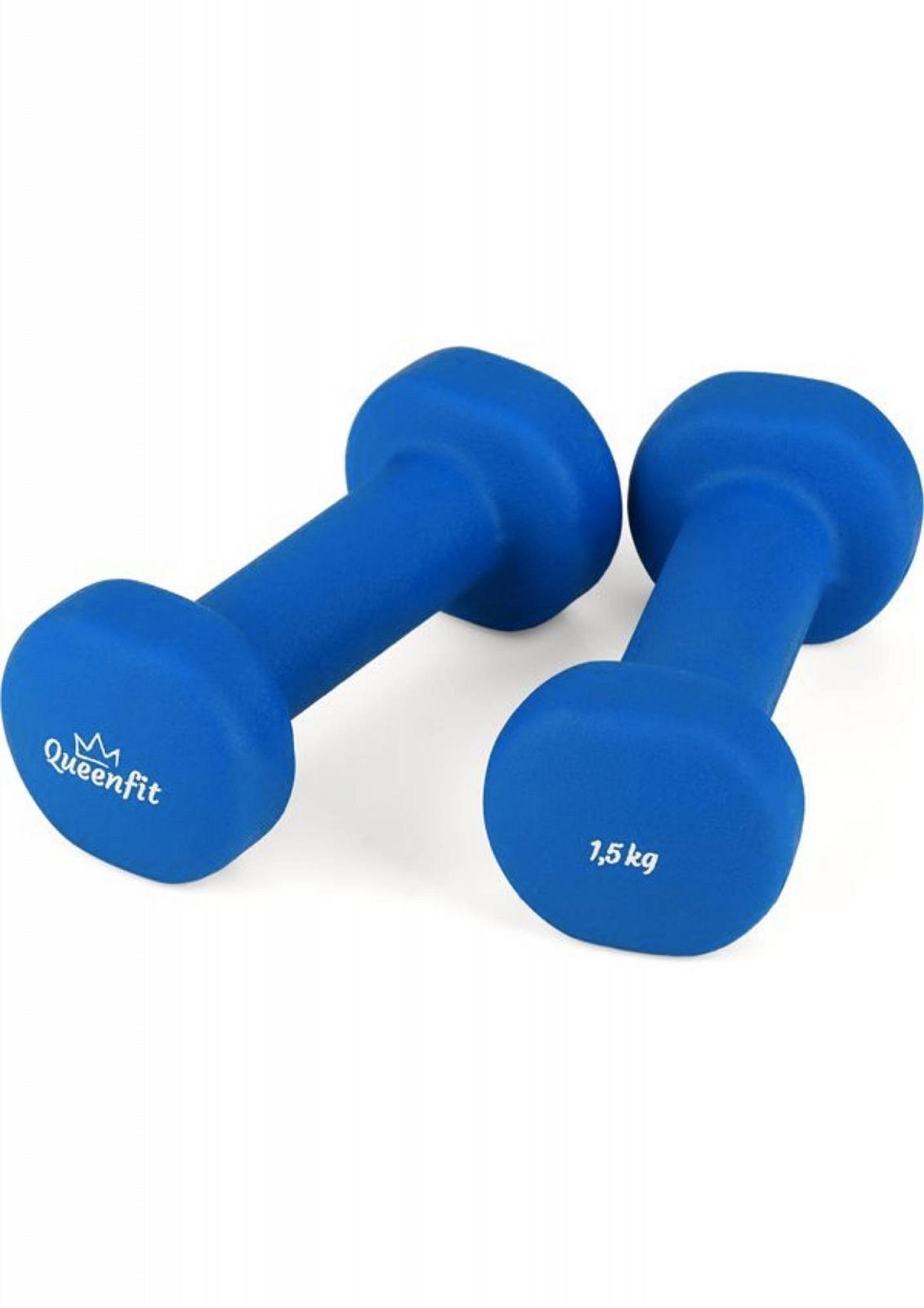 Набор гантелей неопреновых Queenfit 2х1,5 кг светло-синий, фото №2