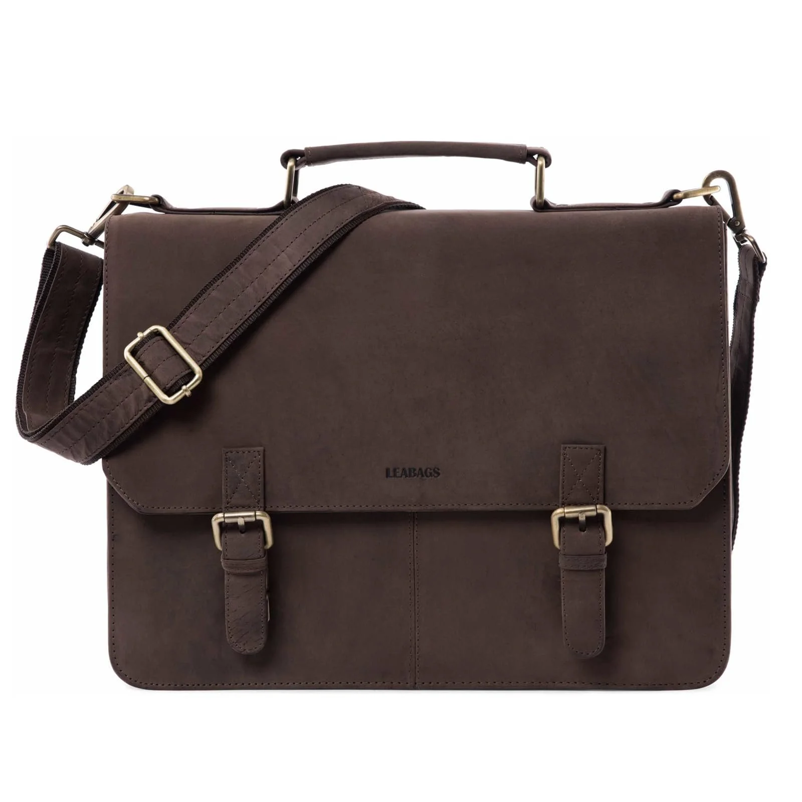 Сумка через плече LEABAGS Gainsville для чоловіків і жінок, шкіряна, для ноутбука до 15 дюймів, червонувато-коричнева, богемна, фото №1
