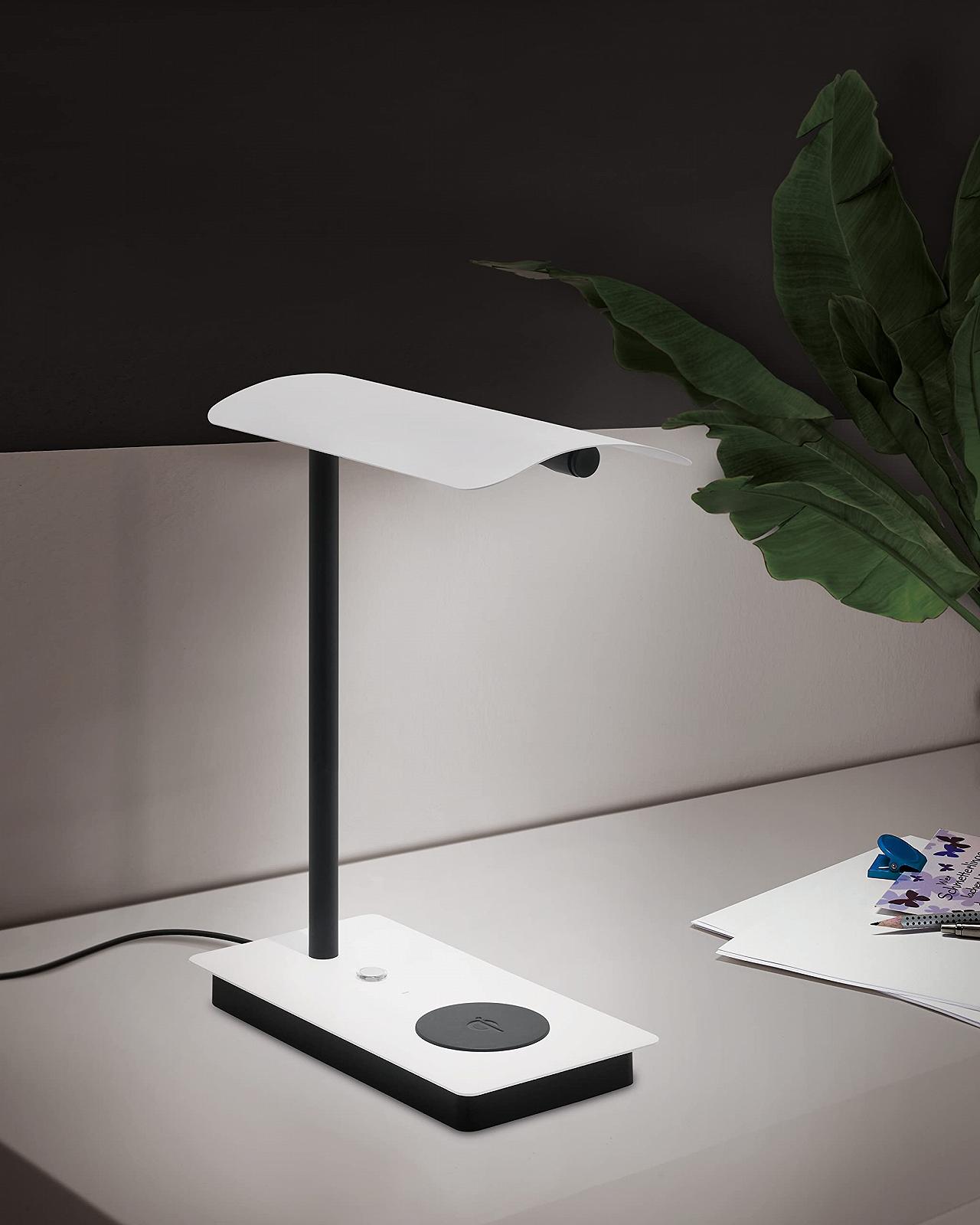 Настільна лампа EGLO Arenaza LED Touch QI-зарядка Димування Металева Тепле біле Біла, чорна, фото №3