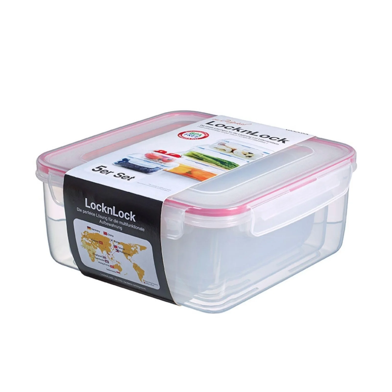Набір квадратних багатофункціональних контейнерів Lock & Lock PP Classic 5 штук 19 x 19 x 9 см, фото №4