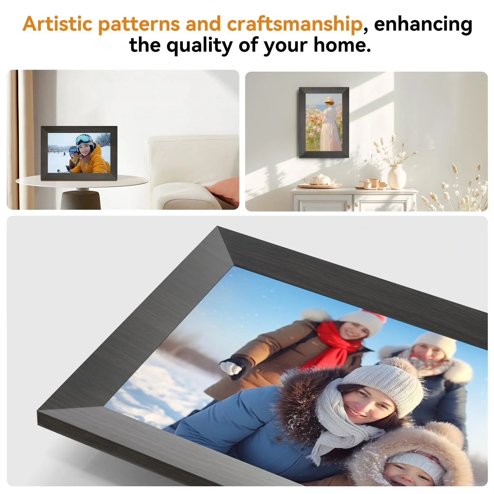 Цифровая фоторамка BWJBSW 10 дюймов WiFi 32 ГБ IPS Touchscreen Auto-Rotate, фото №2