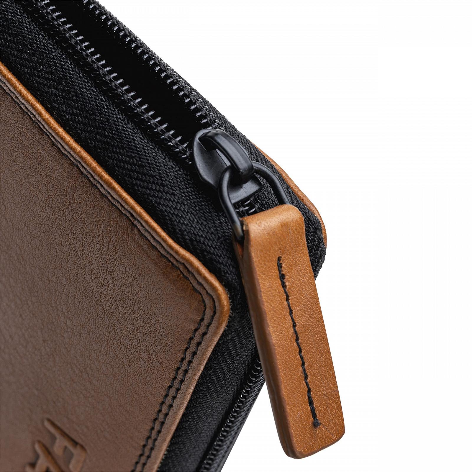 Кошелек FARMHOOD Memphis Женский кожаный с RFID защитой 19.5 см Большой кошелек альбомного формата с отделениями для карт и монет Cognac Classic, фото №5