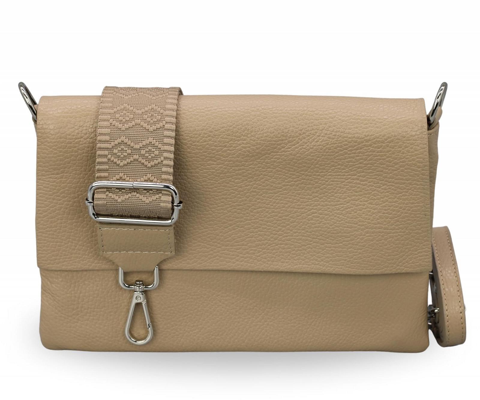 Сумка на плечо Brise Женская Натуральная кожа Elisa Ручная работа Маленькая Тонкая сумка 3 отделения Сумка через плечо с кожаным ремешком + Дополнительный широкий узорчатый ремешок Сделано в Италии, фото №1