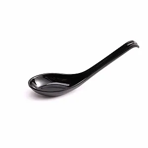 Ложки для азиатского супа (набор 6 шт) Melamine, для риса, с длинной ручкой, для лапши и супа, черные synthetic.ua - Фото 1