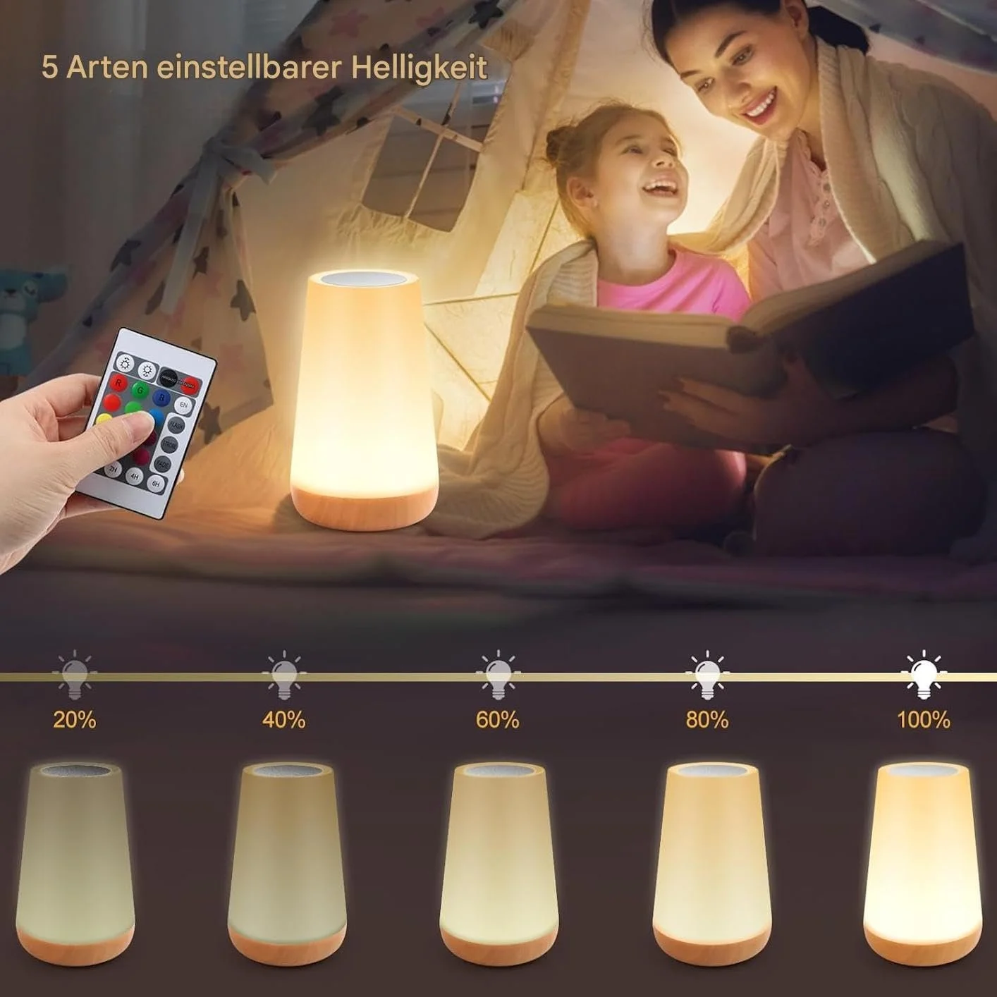 Настільна лампа нічник YverLand Сенсорна 13 кольорів 4 режими USB 1800 мАг Дистанційне керування Конусна, фото №4