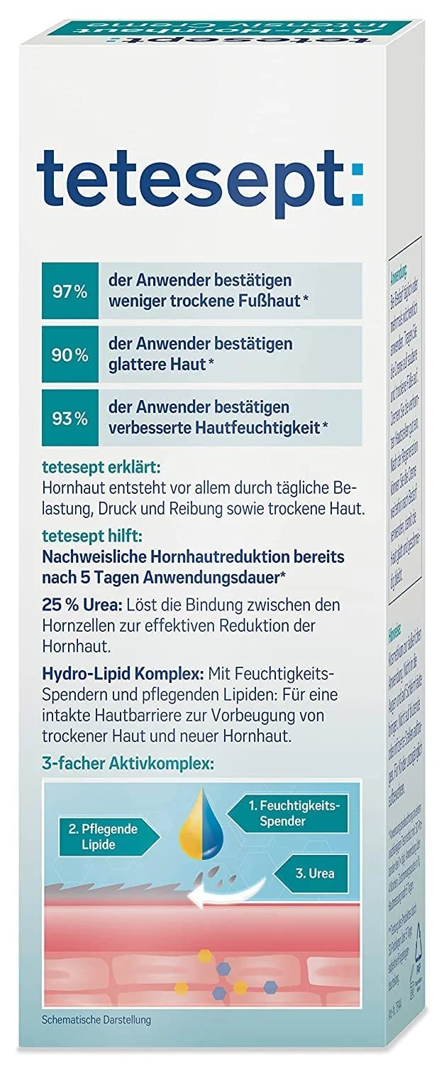Крем для ног tetesept med anti-callus с мочевиной 25% и гидролипидным комплексом 75 мл, фото №6
