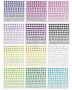 Стразы Блестки для лица Блестки Самоклеящиеся, 2000+ штук Самоклеящиеся Декоративные Камни для лица для макияжа лица, украшения ногтей, детских поделок - Фото 1