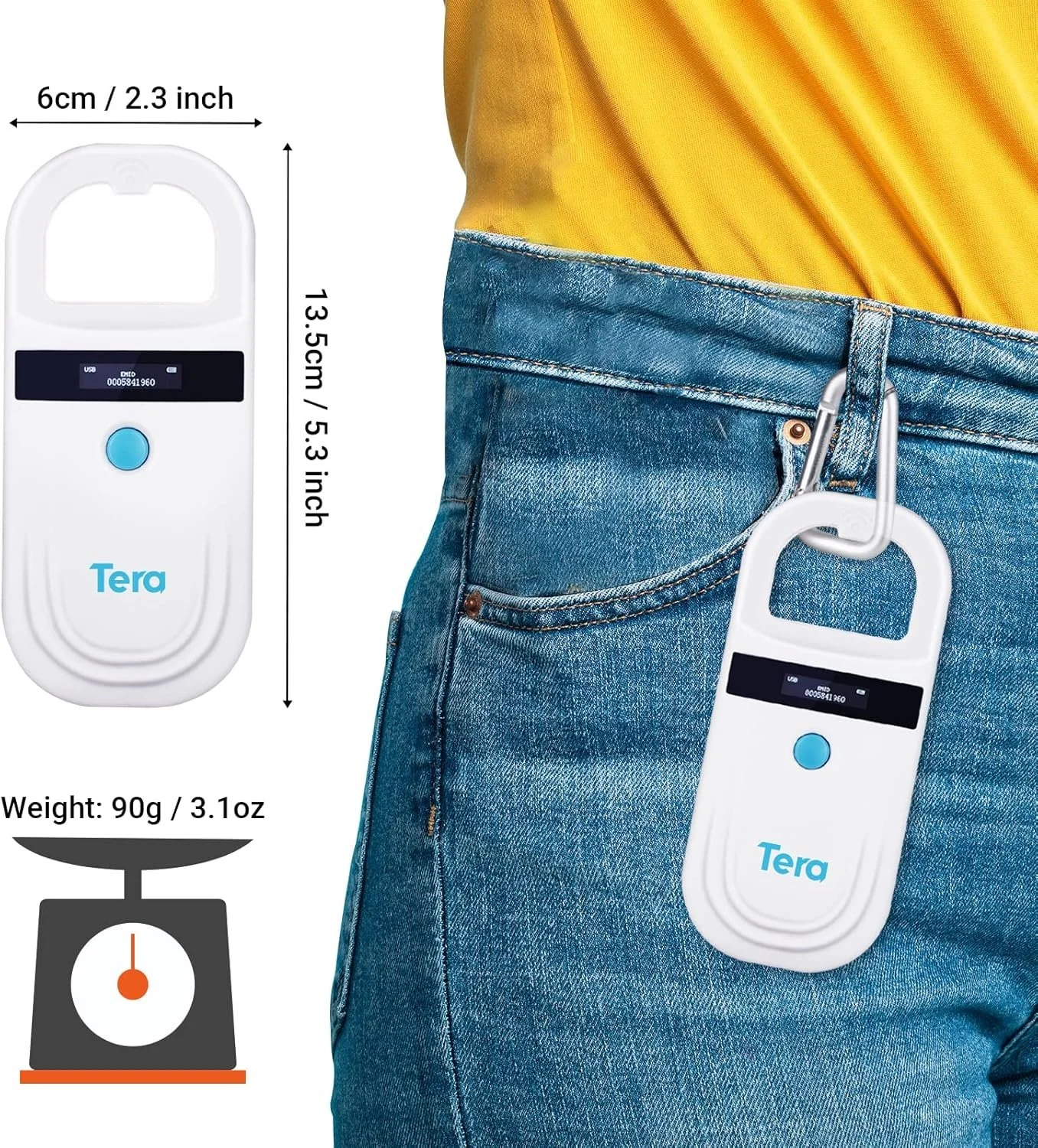 Сканер мікрочіпів для домашніх тварин Tera W80 Білий/Блакитний, фото №6
