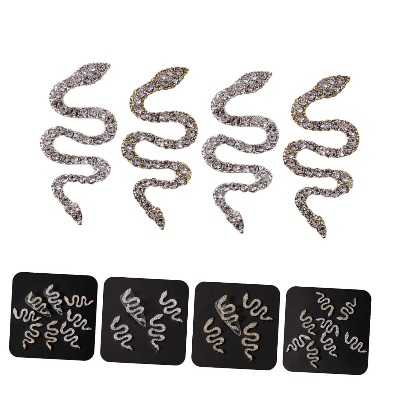 Украшение для ногтей Тип Mikinona Змея 4шт. Стразы для ногтей Декор для маникюра Ювелирные изделия, фото №5