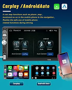 Автомагнитола Hikity-A3061A3--C216 / 7" / Сенсорная / Apple CarPlay / Android Auto / Bluetooth / USB / AUX / TF slot / 1DIN synthetic.ua - Фото 1