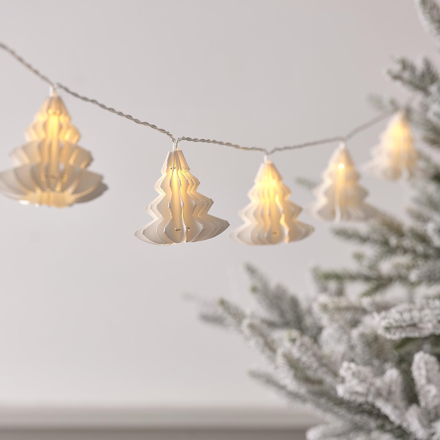 Гірлянда Lights4fun 10 LED Ялинка Папір від батарейок 1,8 м Білий, фото №3