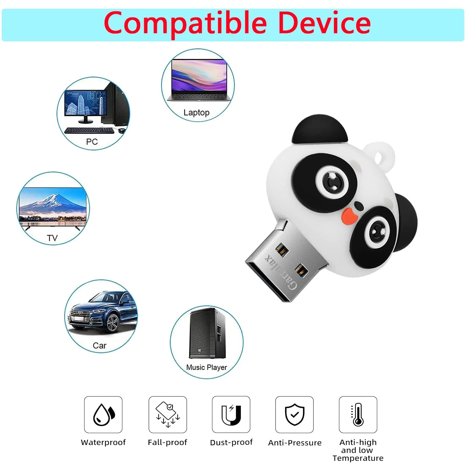 USB Flash Drive Panda 16 ГБ USB 3.0 Водонепроникний Силіконовий з адаптером OTG Type C, фото №3 USB Flash Drive Panda 16 ГБ USB 3.0 Водонепроникний Силіконовий з адаптером OTG Type C, фото №3