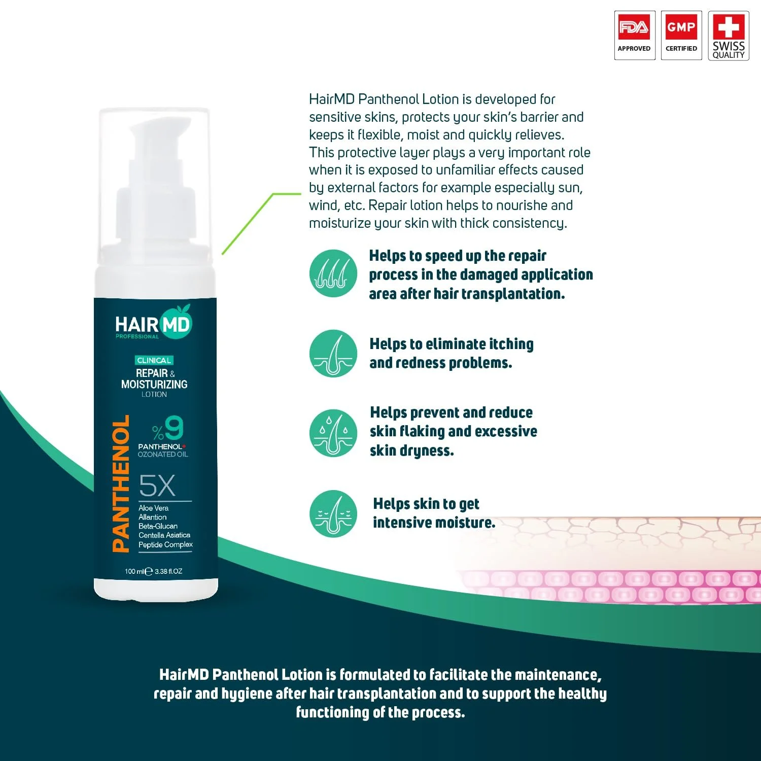 Лосьйон Hairmd Clinical Repair Panthenol 9% 100 мл, фото №2 Лосьйон Hairmd Clinical Repair Panthenol 9% 100 мл, фото №2