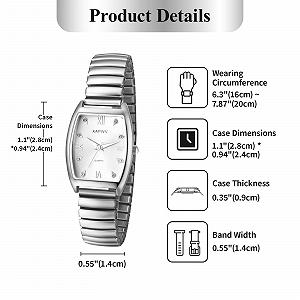 Женские часы Tonneau JewelryWe Аналоговые кварцевые Серебристые с эластичным браслетом из нержавеющей стали, прямоугольным циферблатом, римскими цифрами и бриллиантовой шкалой synthetic.ua - Фото 1