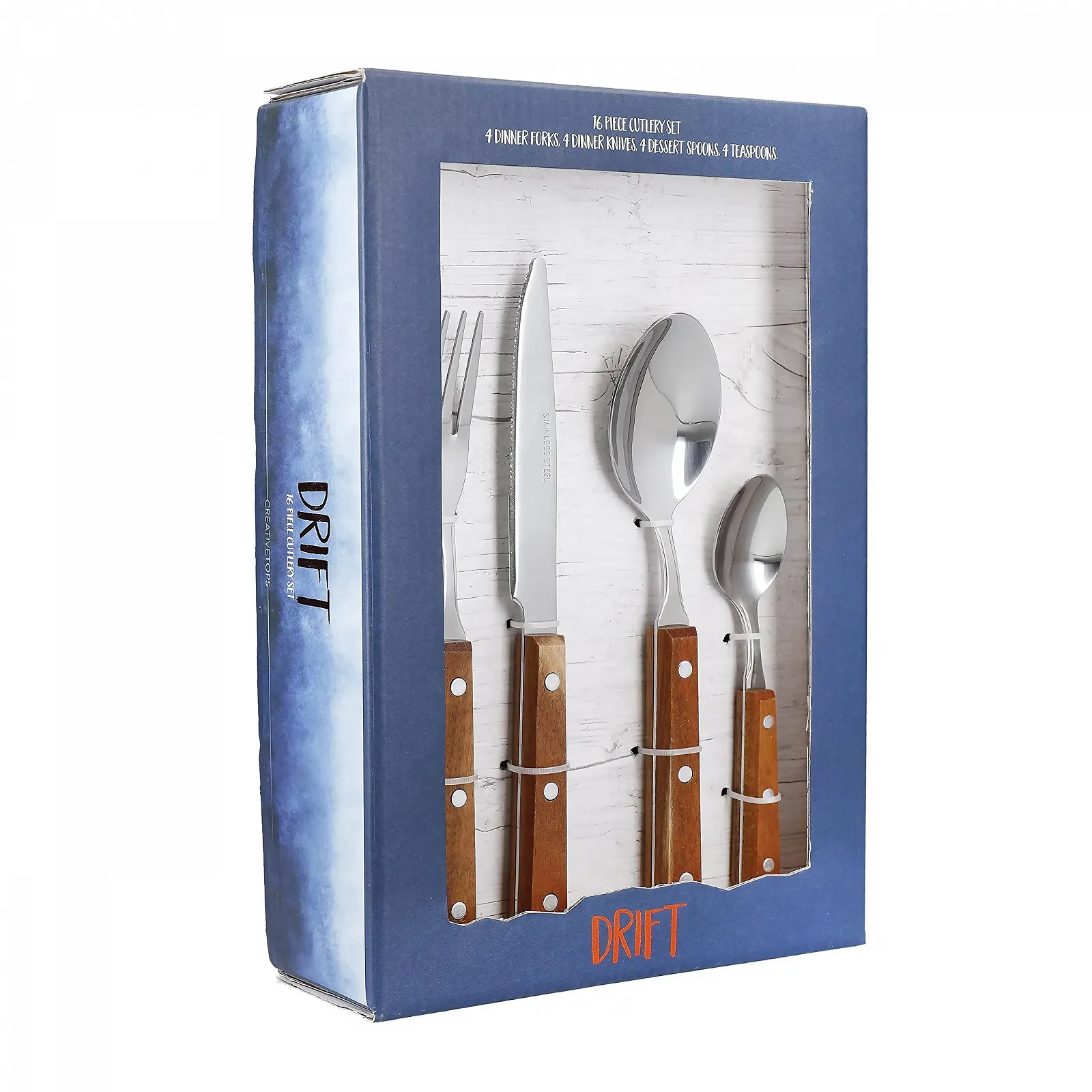 Набір столових приборів Creative Tops Drift з нержавіючої сталі з дерев'яними ручками (16 предметів), фото №6 Набір столових приборів Creative Tops Drift з нержавіючої сталі з дерев'яними ручками (16 предметів), фото №6