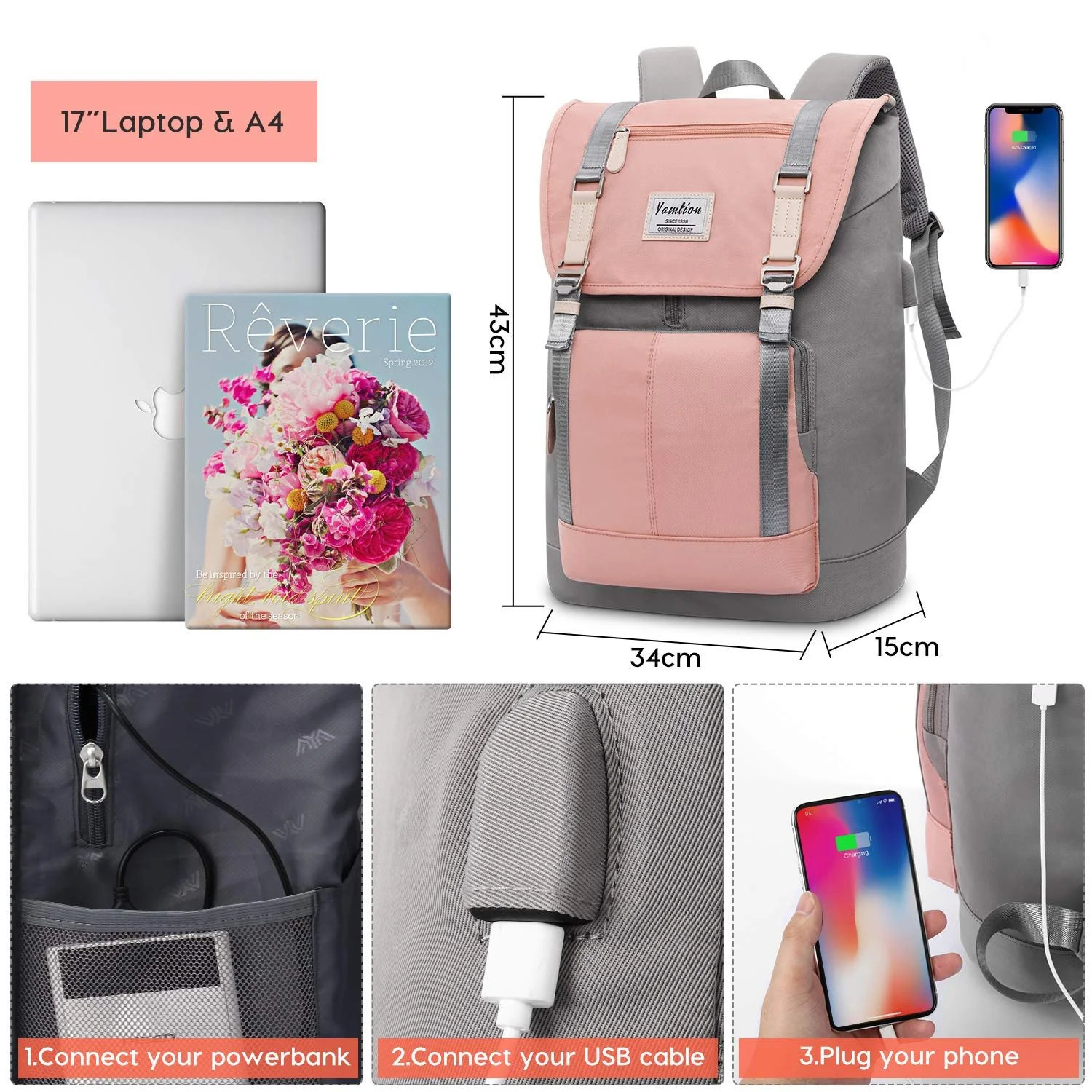 Рюкзак для ноутбука Yamtion 17 дюймів USB-порт 33 л, фото №6 Рюкзак для ноутбука Yamtion 17 дюймів USB-порт 33 л, фото №6