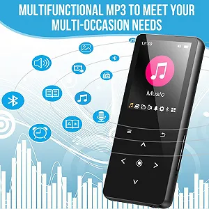 MP3 плеєр Bluetooth 5.0 32GB HiFi Портативний Speaker Video Voice Recording FM Radio E-Book Reader Чорний synthetic.ua - Фото 1
