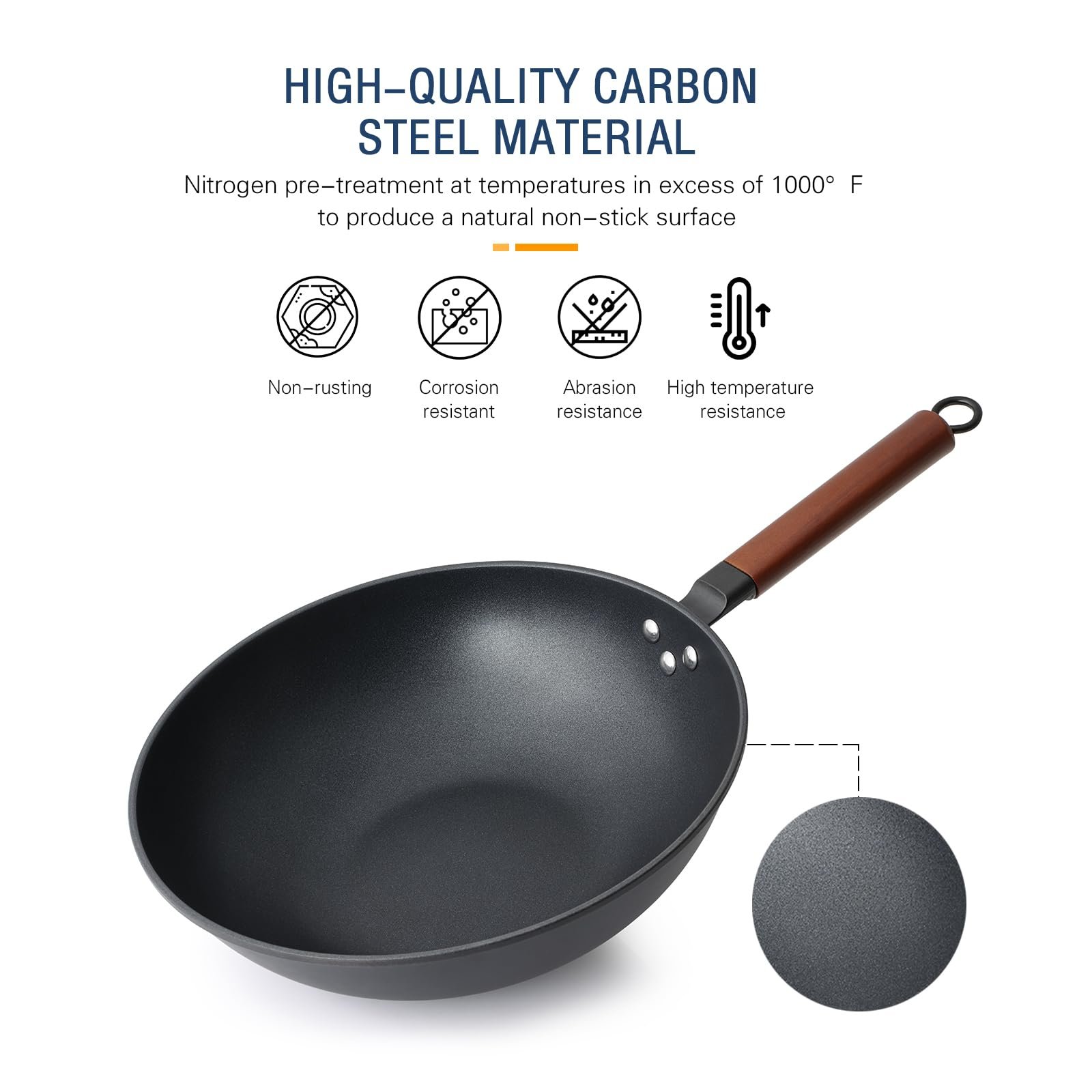 Сковорода-Вок Kordisen C антипригарным покрытием 33 см/5.6 л с крышкой, Без химического покрытия, Предварительно обработанный, Подходит для индукционных/электрических/газовых плит, фото №4 Сковорода-Вок Kordisen C антипригарным покрытием 33 см/5.6 л с крышкой, Без химического покрытия, Предварительно обработанный, Подходит для индукционных/электрических/газовых плит, фото №4