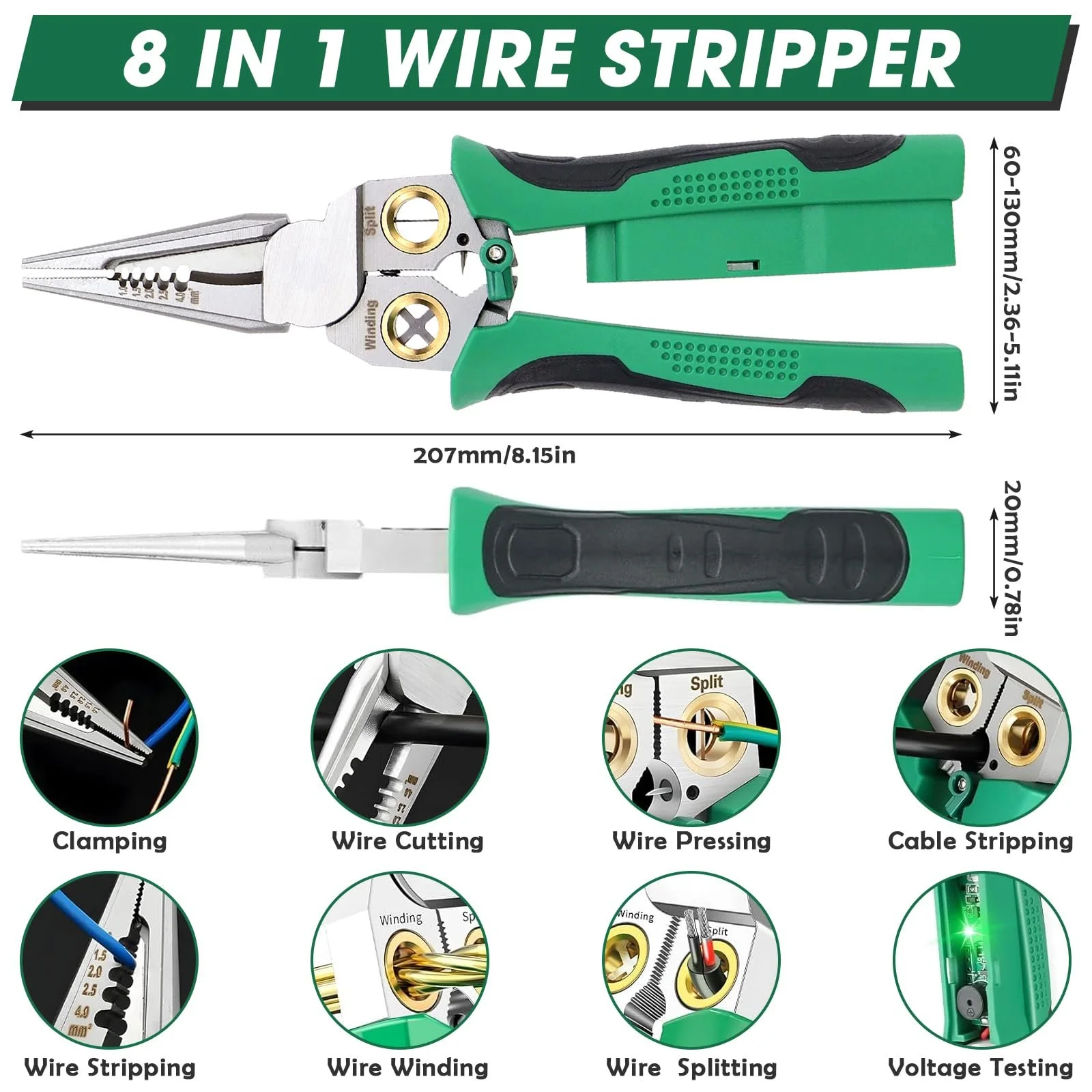 Стриппер многофункциональный с функцией измерения тока 3Cr13 12-250V AC/DC, фото №2