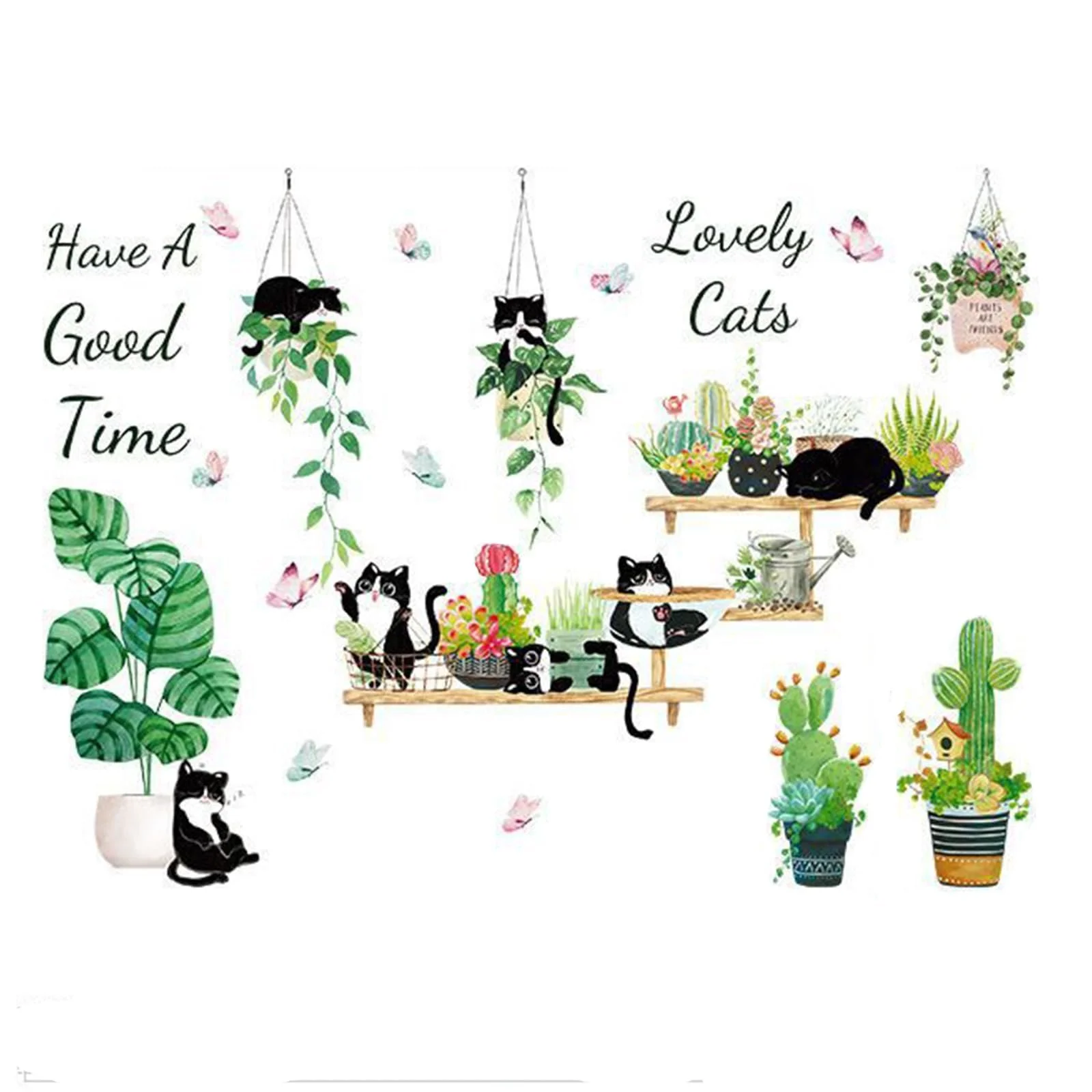 Наклейки на стіну Green Potted Plant Зелені рослини в горщиках, фото №1