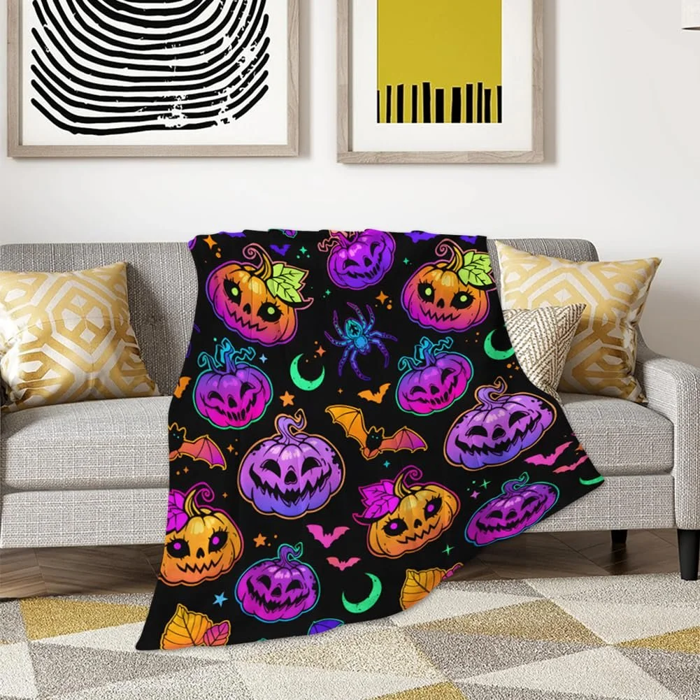 Покривало Halloween Фланелева З мотивами, такими як гарбузи, привиди та кажани, фото №6