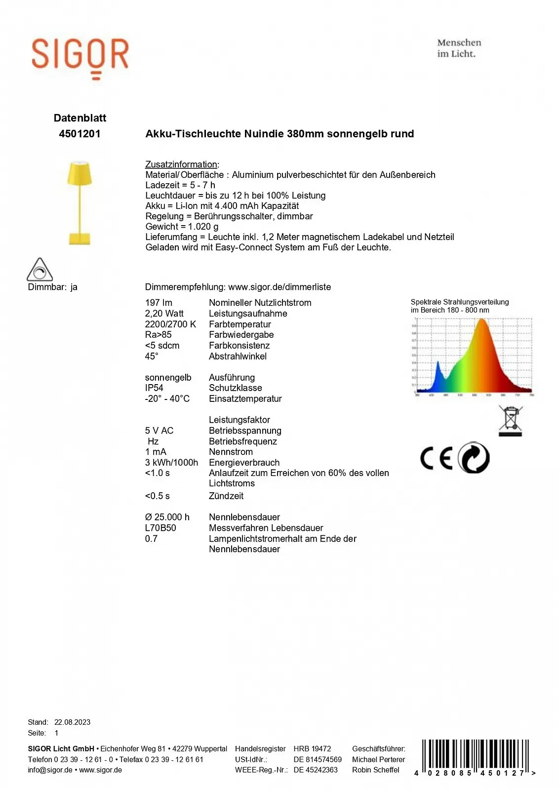 Настільна лампа SIGOR Nuinide LED акумуляторна димована, фото №5