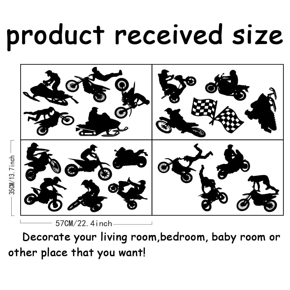 Наклейка на стіну SUPERDANT Dirtbike вінілова чорна, фото №2