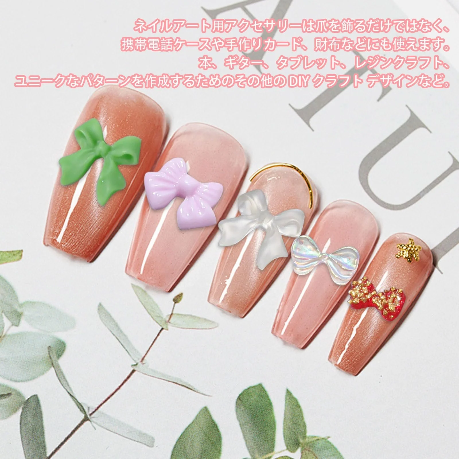 Украшения для ногтей акриловые, 400 шт, разные формы, украшения для ногтей, цветы банты сердца бабочки камни для маникюра DIY, красный цвет, фото №4