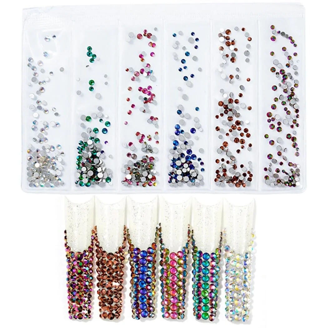 Прикраси для манікюру 3D-кристали напівкруглі Strassstein Ohne Edelstein, 6 шт, фото №5