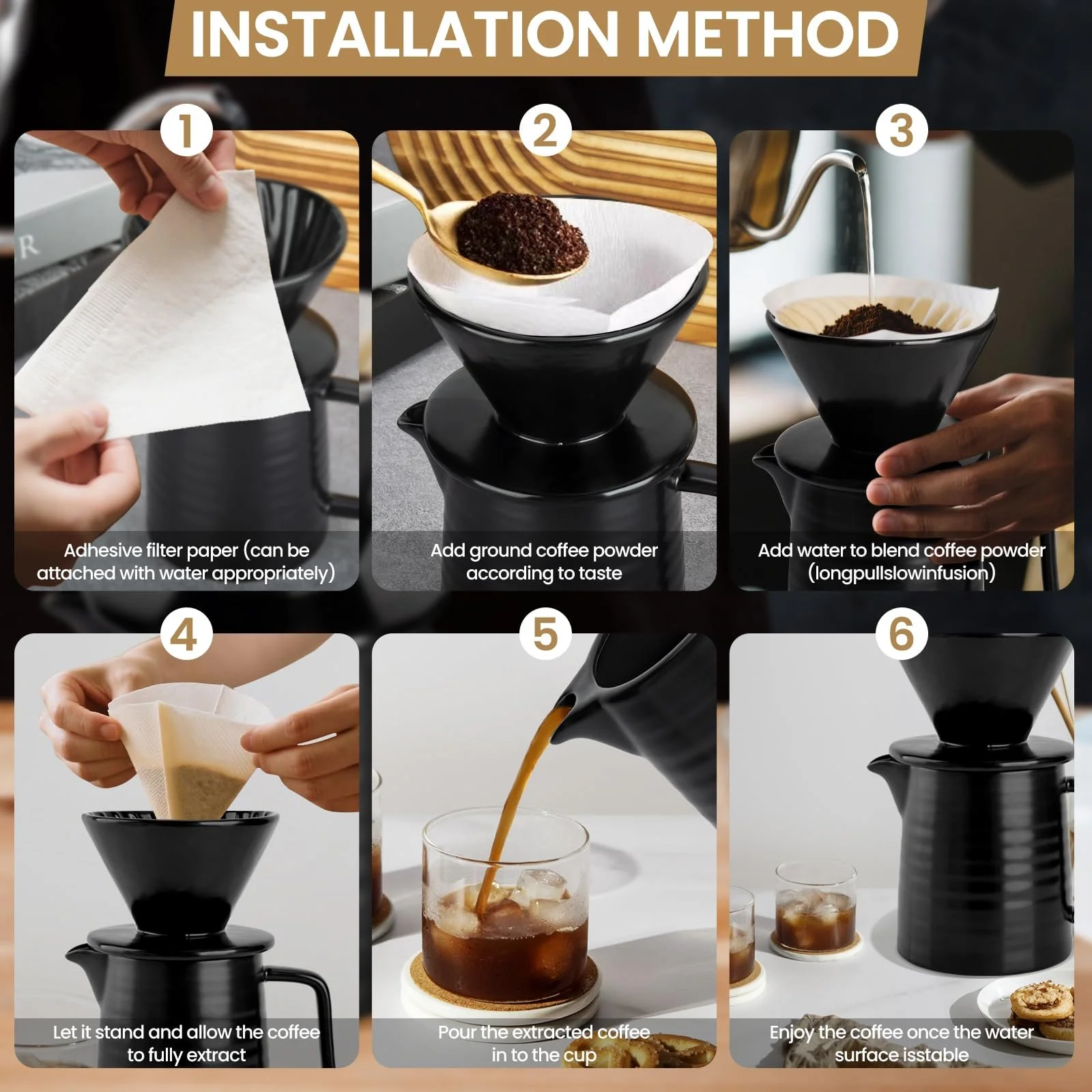 Кавоварка з порцеляновим фільтром, 500 мл, з керамічною чашкою, фото №3