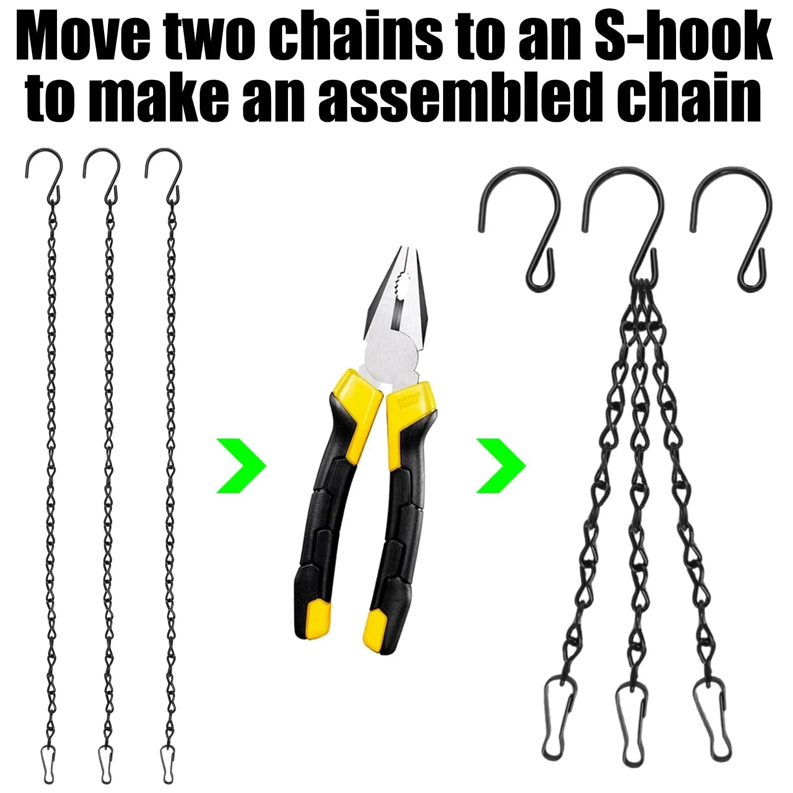 Ланцюги для підвішування DGN набір з 4 шт. металеві чорні 50 см, фото №4