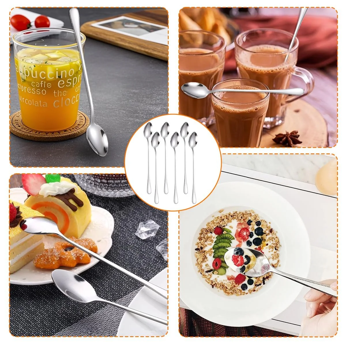 Ложка для лате макіато з нержавіючої сталі, 20 шт, 20 см, полірована, фото №7