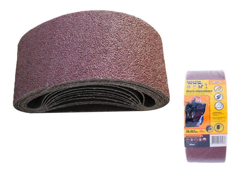 Стрічка шліфувальна MASTERTOOL зерно 60 76х457 мм 10 шт 08-2306, фото №1