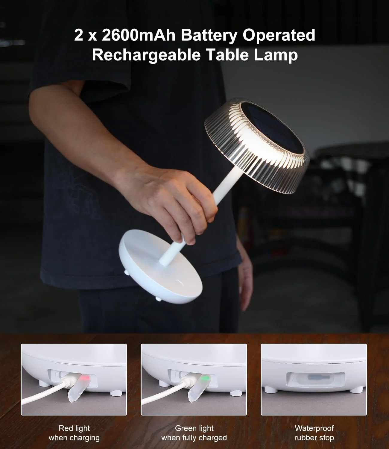 Настільна лампа LED DAWALIGHT акумуляторна вулична бездротова сенсорна IP54 Біла, фото №4