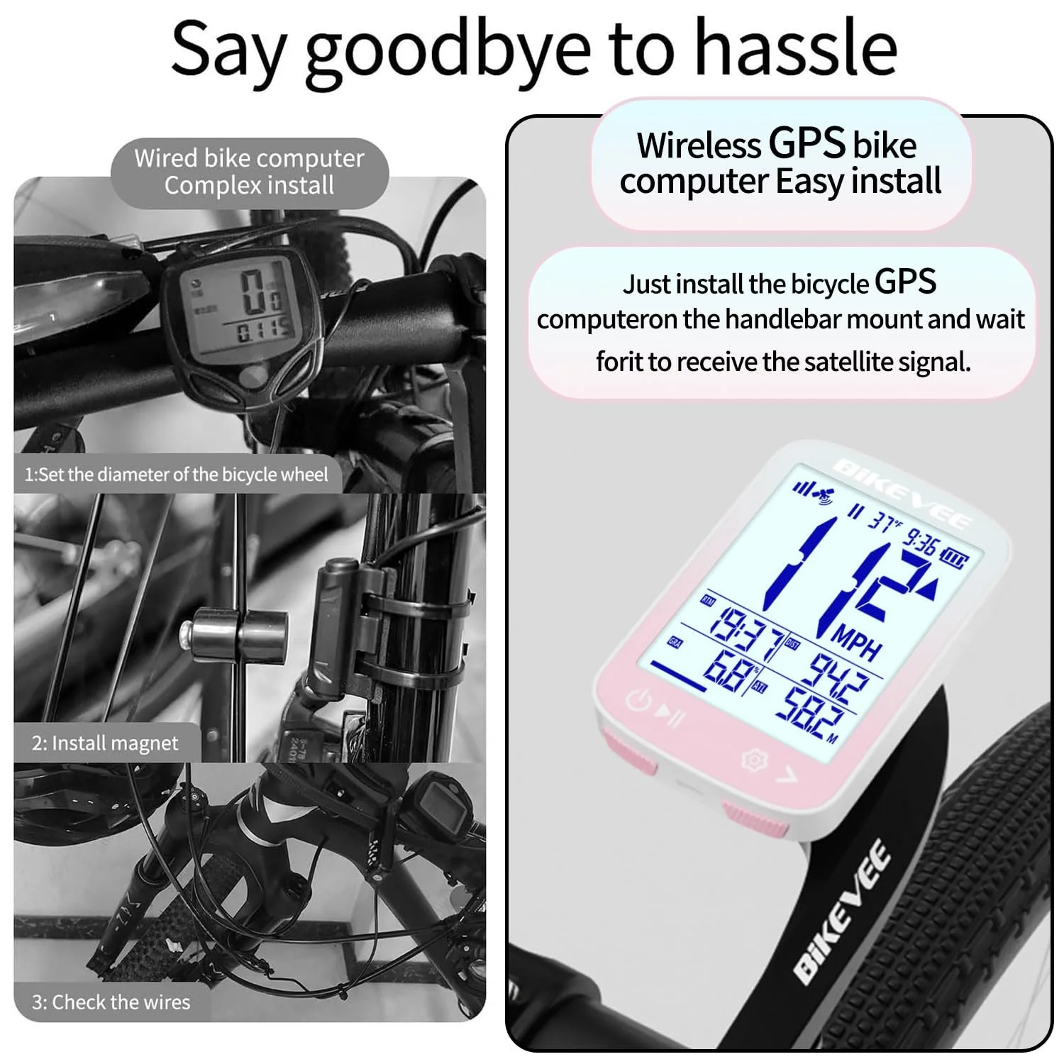 Велокомпьютер Bikevee GPS 2.4 дюйма FSTN дисплей IPX7, фото №3