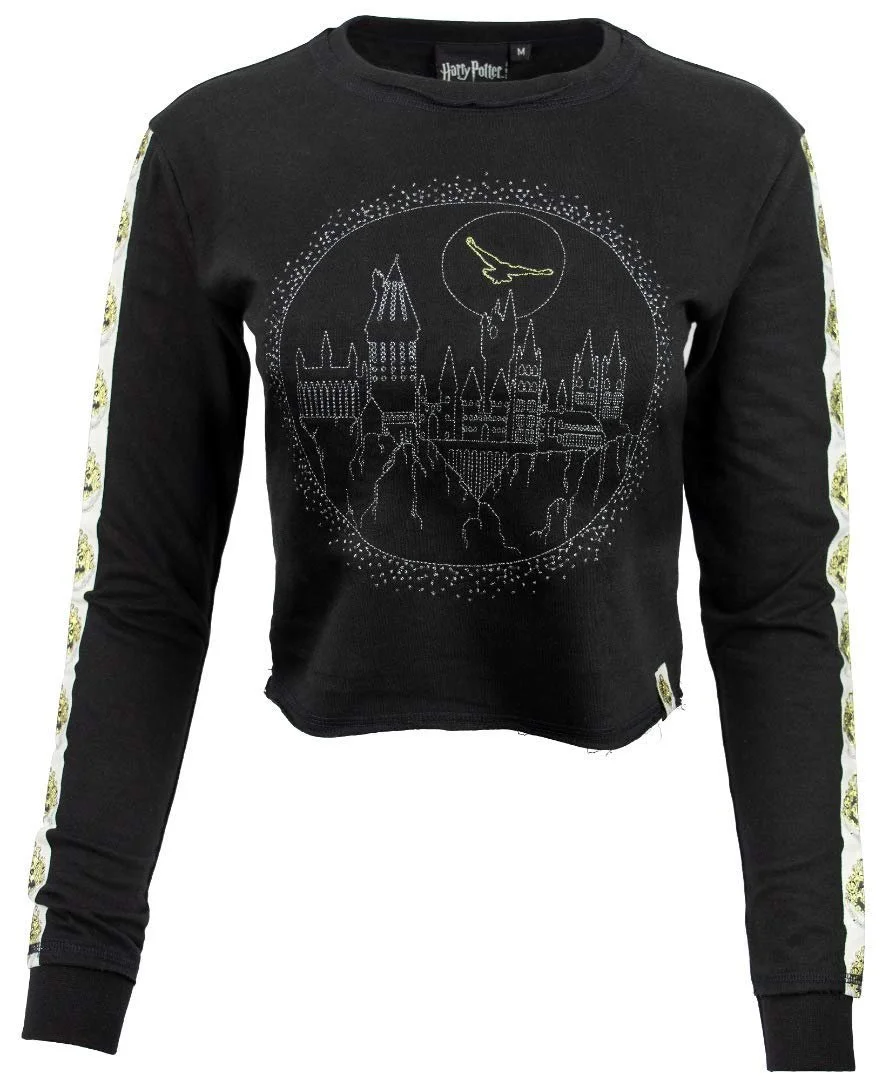 Женский/Девичий свитшот Harry Potter Hogwarts, лицензированный, укороченный топ с принтами и стразами, фото №4