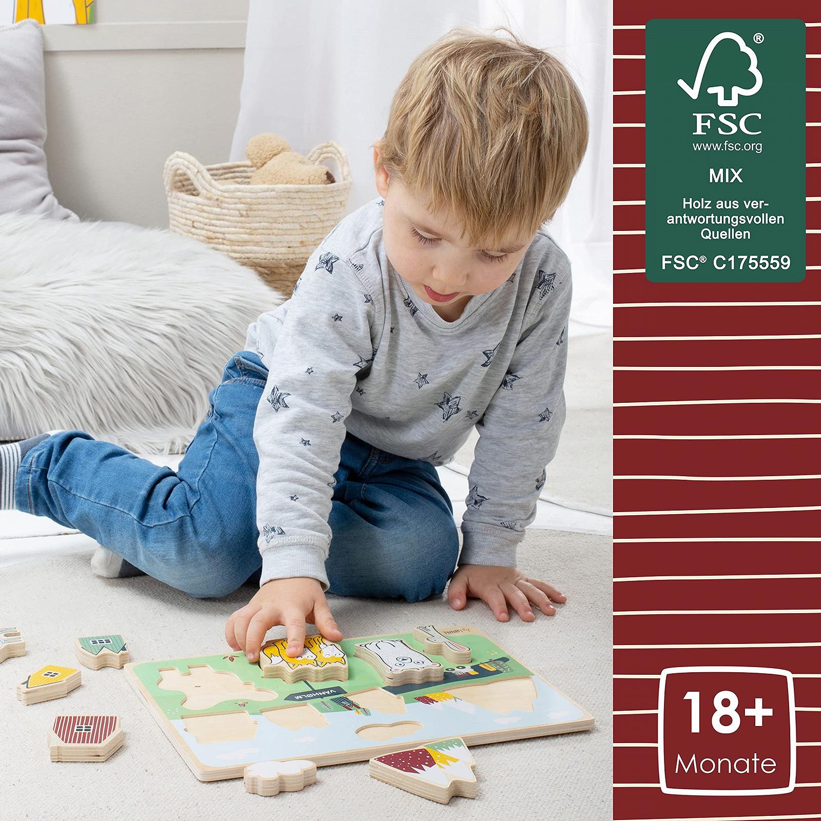 Деревянный пазл HEJ LØNNE 9 крупных элементов-вкладышей, фото №3