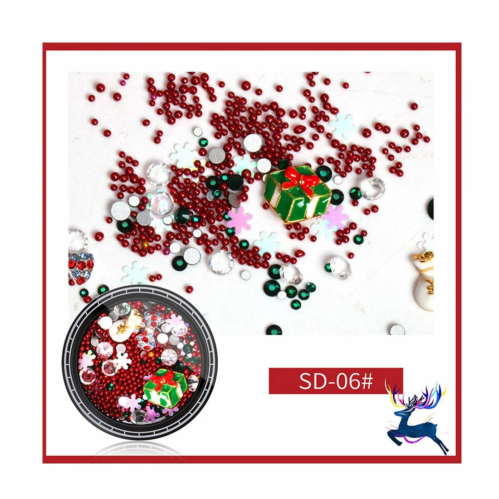 3D Украшения для ногтей Стразы для ногтей Самоцветы Блестящие хрустальные бусины Рождественская тематика 8шт, фото №4