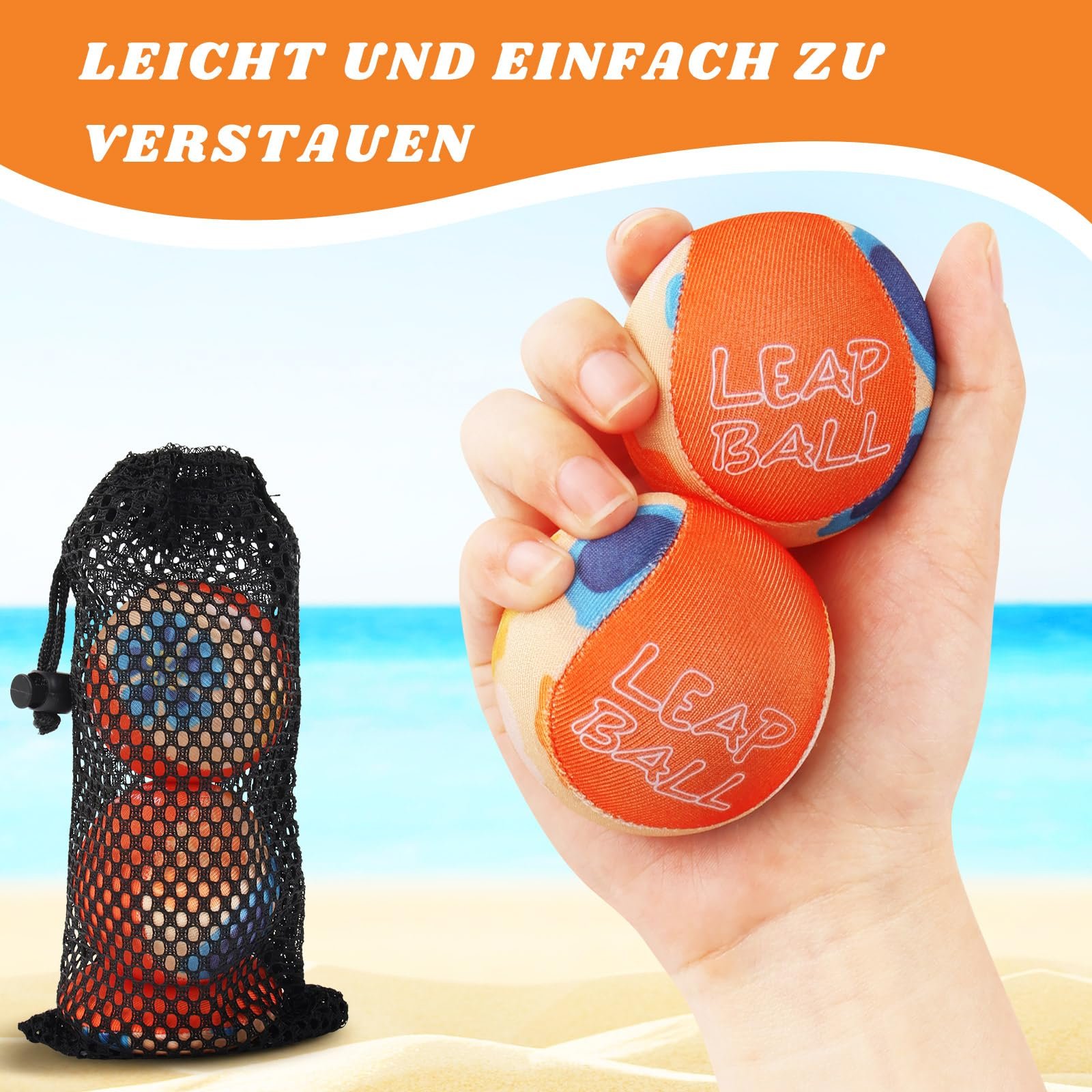 Мяч Ryaco Water Balls Jumping Ball - Набор из 3 мячей для воды, прыгающих мячей для детей и взрослых - Водная игрушка, водяной прыгающий мяч для бассейна и моря - Водяной мяч, детский маленький пляжный мяч, неопреновый мяч, фото №5