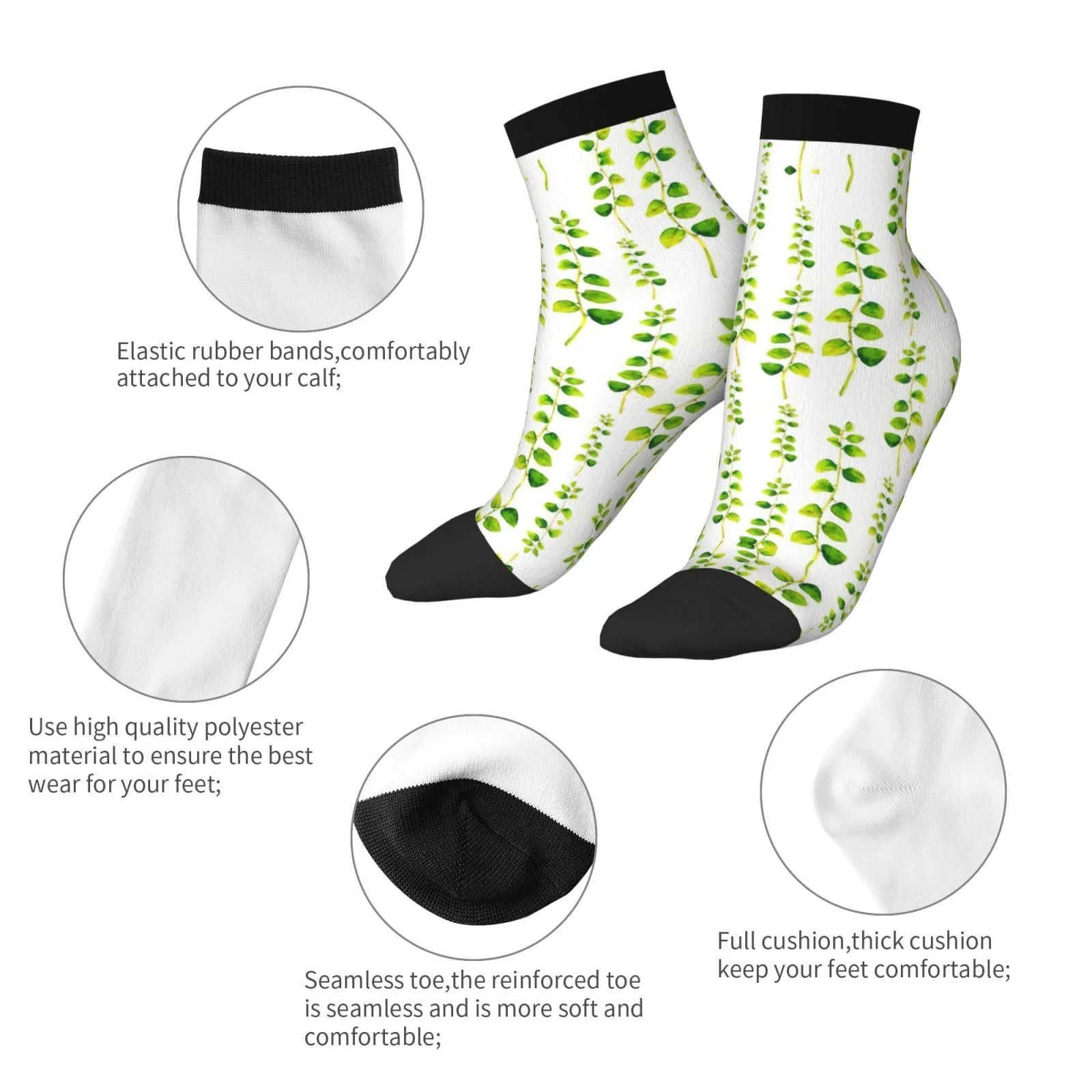 Шкарпетки SSIMOO Зелений Квітковий візерунок, Універсальний розмір, фото №6