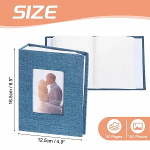 Фотоальбом sourcing map 4 x 6, льняная обложка, маленький фотоальбом на 100 карманов, вмещает 100 фотографий, синий synthetic.ua - Фото 1