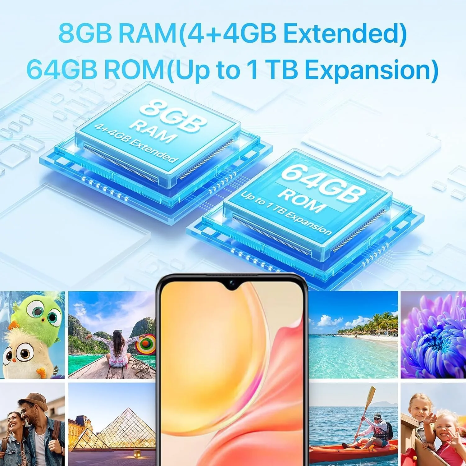 Смартфон Android 4 ГБ RAM 64 ГБ ROM 6,56 дюйма HD+ Octa Core 4G Dual SIM Bluetooth 5.2, фото №3