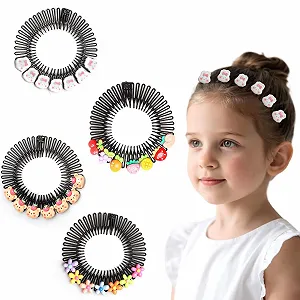 Обруч для волос с цветами и расческой, 4 шт - Фото 1