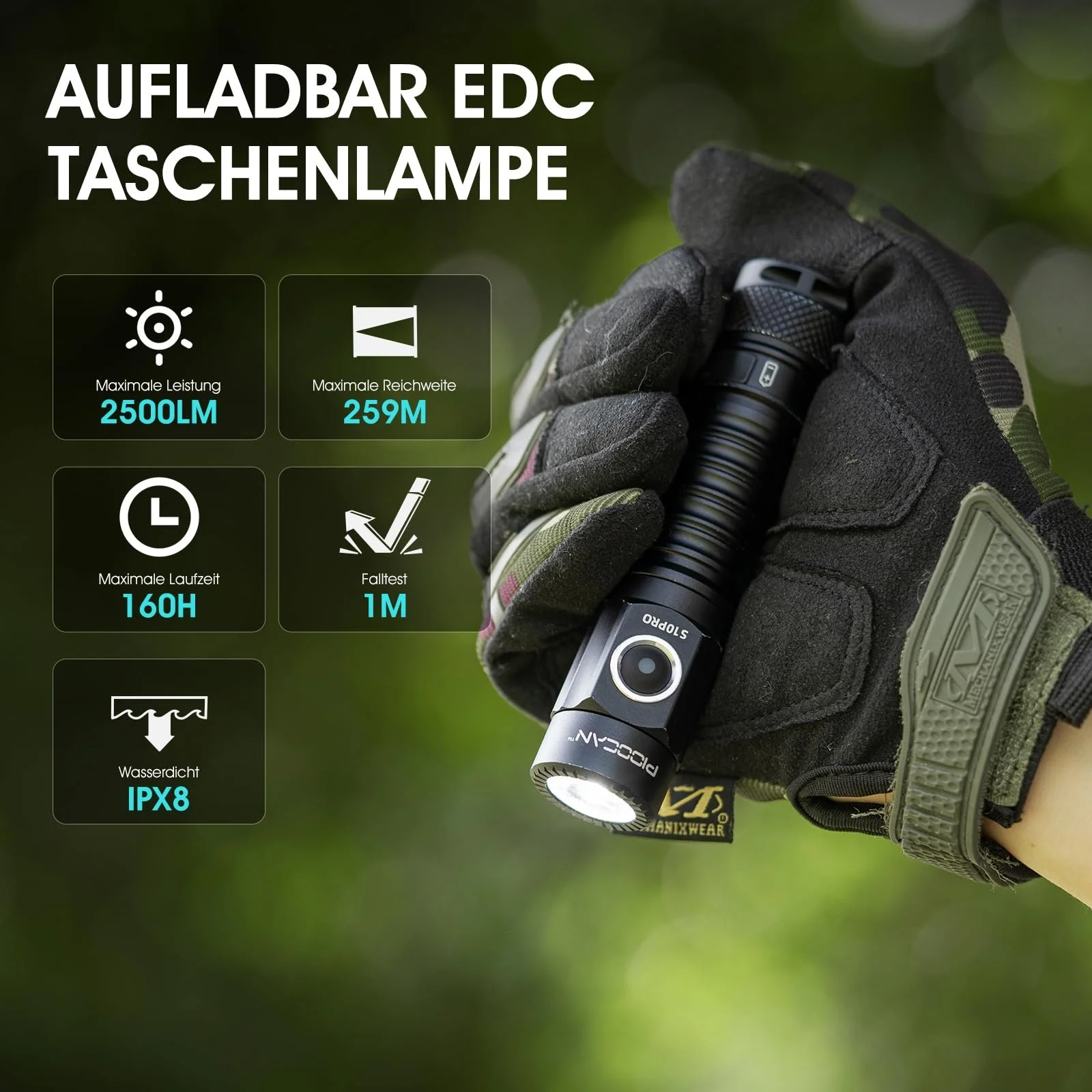 Ліхтар LED S10Pro Перезаряджуваний, 2500 люмен Міні Надзвичайно Яскравий, Тактичні , Маленький, 5 Режимів Освітлення, Водонепроникний для Кемпінгу, Піших Прогулянок, Відкритого Повітря, Надзвичайних Ситуацій, фото №2 Ліхтар LED S10Pro Перезаряджуваний, 2500 люмен Міні Надзвичайно Яскравий, Тактичні , Маленький, 5 Режимів Освітлення, Водонепроникний для Кемпінгу, Піших Прогулянок, Відкритого Повітря, Надзвичайних Ситуацій, фото №2