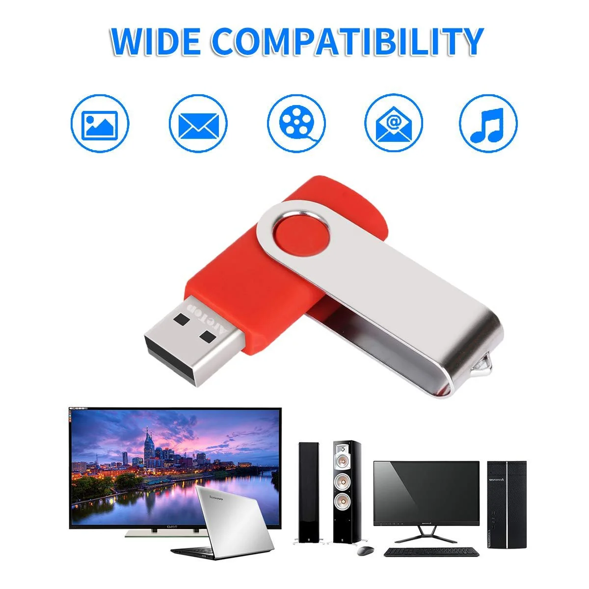 USB-накопичувач AreTop 1 ГБ USB 2.0 20 шт. Multicoloured 360° Rotatable Metal, фото №6 USB-накопичувач AreTop 1 ГБ USB 2.0 20 шт. Multicoloured 360° Rotatable Metal, фото №6
