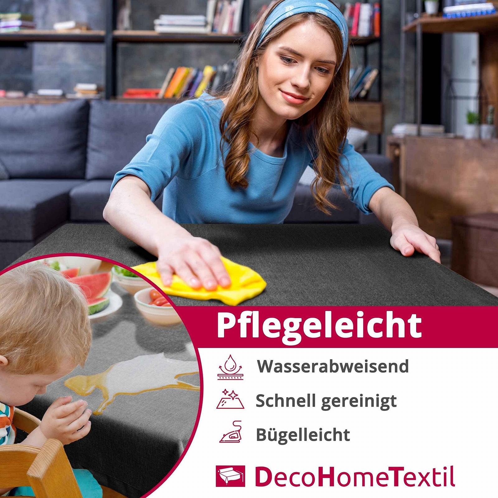 Скатертина прямокутна DecoHomeTextil TD з ефектом льону захистом від плям 160 x 110 см, фото №2