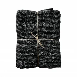 Плед JOWOLLINA Льон Stonewashed Вафельний піке Меланж Shade of Night, 70 x 140 см - Фото 1