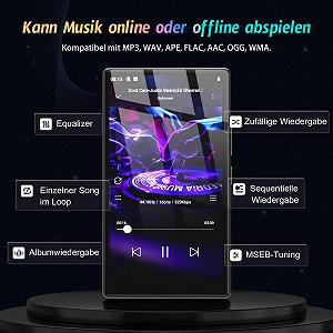 MP3-плеер 5 Inch Android 13 OS, 96 GB с Bluetooth и WiFi, 1080P HD MP4 плеер, с предустановленными Spotify, Audible и Play Store synthetic.ua - Фото 1